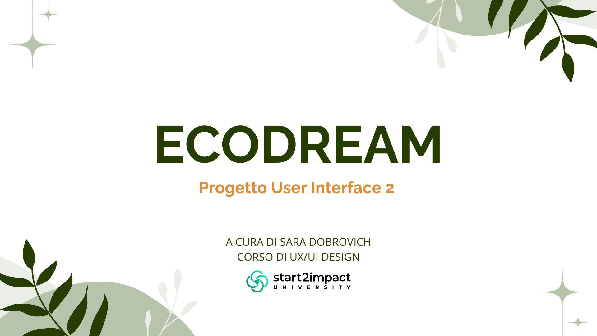 Brand Ecodream - Copertina del progetto di User Interface per Start2Impact